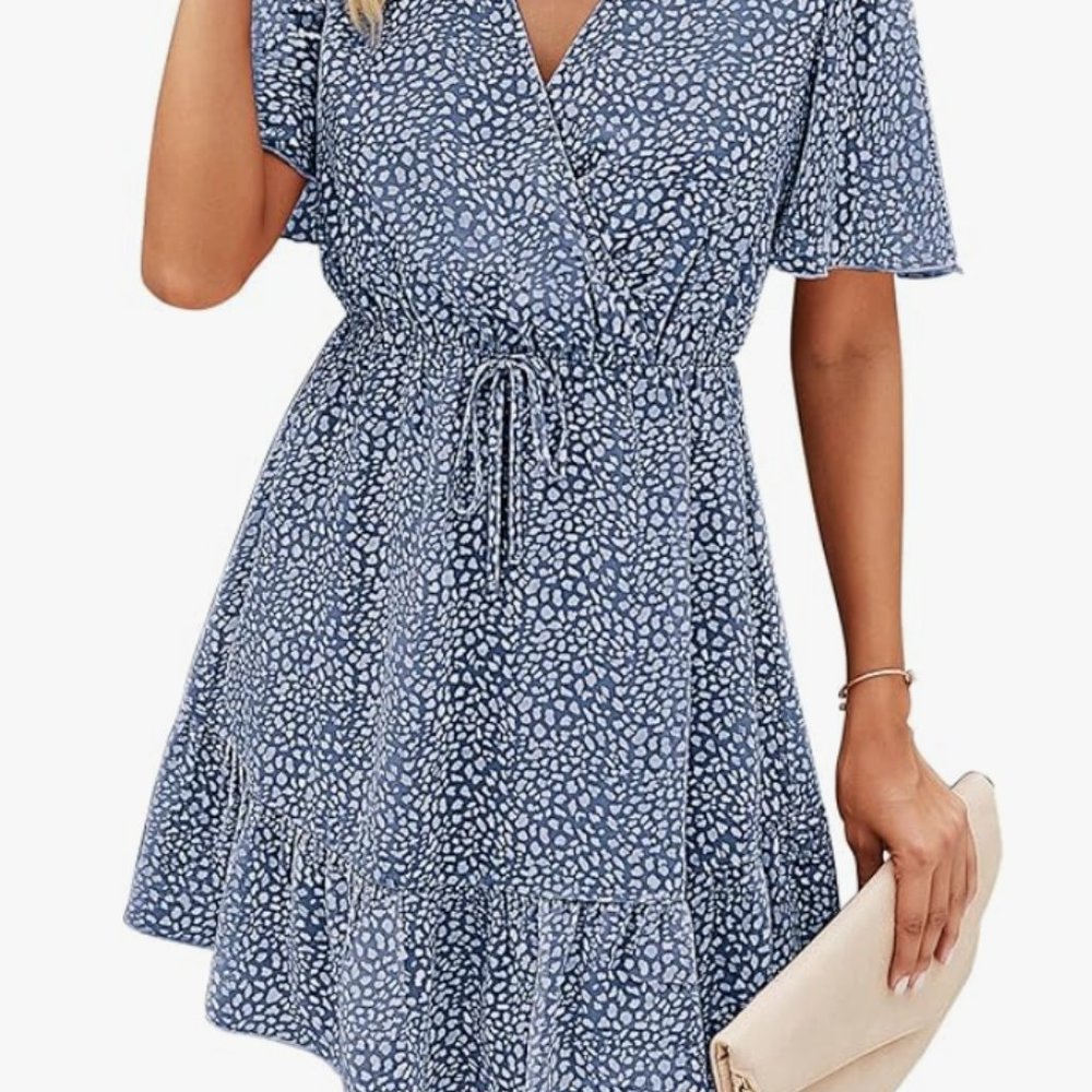 Navy print babydoll dress